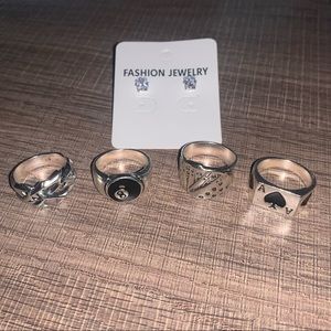 4 silver ring bundle